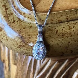 Natural Rainbow Moonstone Moissanite Sterling Silver Halo Necklace